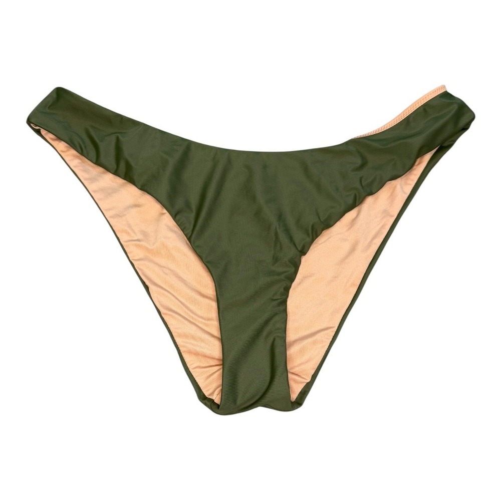 J. Crew Olive Green Bikini Bottoms Reversible Color Swimwear Size Large